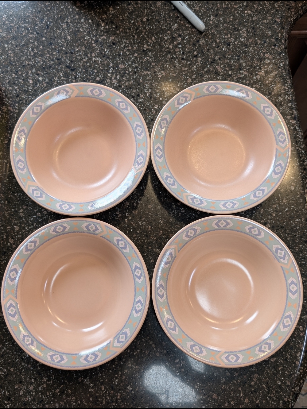 Vintage Treasurectaft Japan Southwest Stoneware Ceramic Bowls - Set Of 4